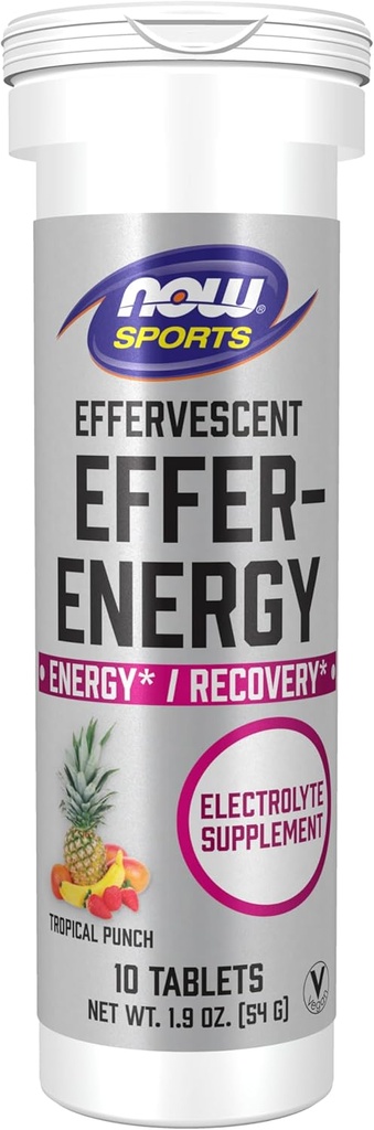 NOW Foods Sports Nutrition、Effervescent Effer-Energy、Electrolyte Supplement、Energy*/ Recovery*、熱帯パンチ、10錠