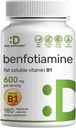 サービングあたりBenfotiamine 600mg、180ベジギーカプセル(キャップあたり300mg) - 脂肪溶性ビタミンB1チアミンサプリメント - 3rdパーティテスト、ビーガン、非GMO、グルテンフリー