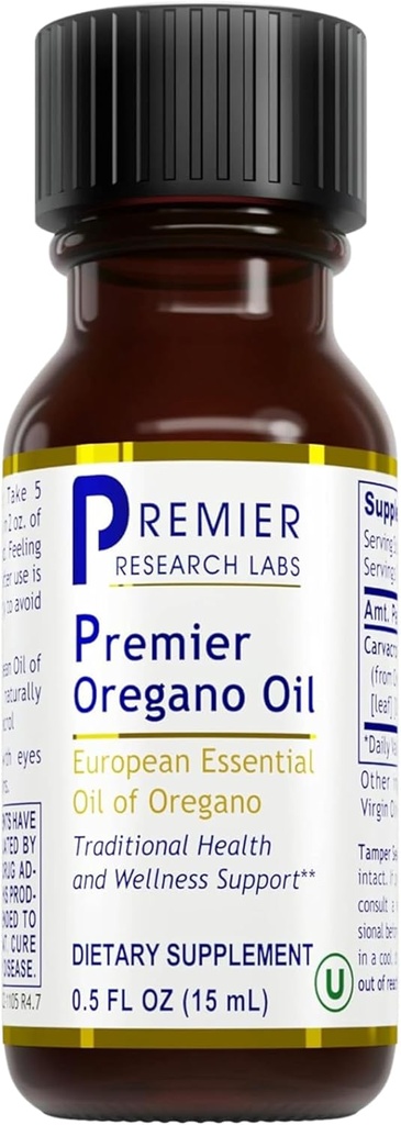プレミアリサーチラボプレミアオレガノオイル - Carvacrol、Edible Oregano Essential Oil Supplement for Immune&Gut Health - 0.5 Fl Oz