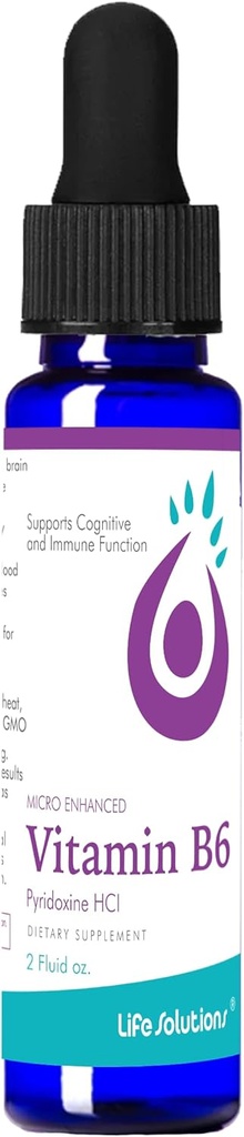 Life Solutions Vitamin B6 Pyridoxine HCI - B Vitamins Supplement, B6 Vitamins 25mg,- Essential B6 Supplement for Metabolism, Energy, and Nervous System Support 2oz Liquid Dropper