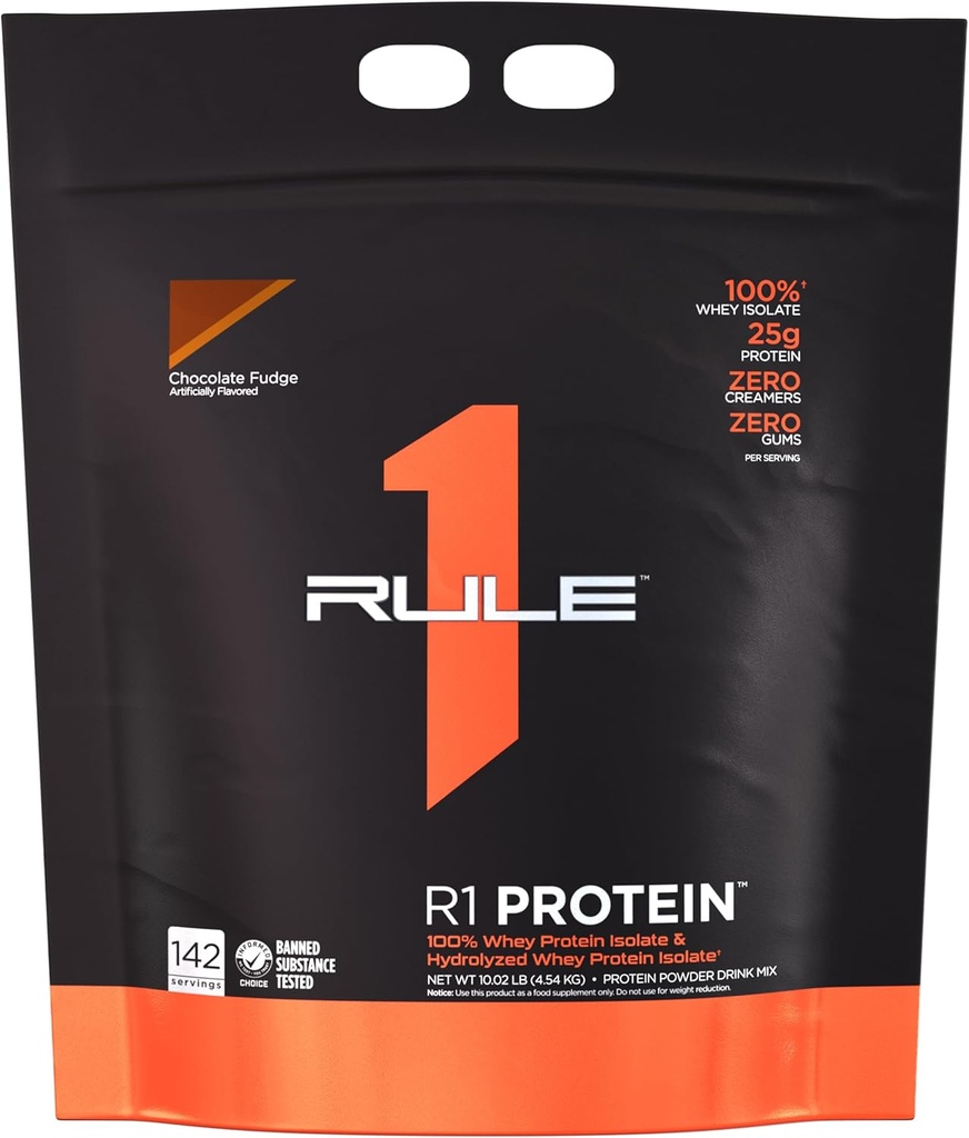 ルール1 R1タンパク質 Whey Isolate - ワークアウトの回復(10ポンド*、チョコレートファッジ)のための分離された及び加水分解された源からの25g蛋白質及び6g BCAAと排他的に