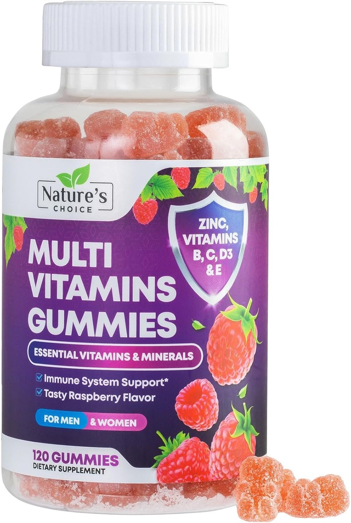 Multivitamin Gummies with Vitamins A, C, D, E, B12, Zinc - Daily Adult Gummy Vitamins & Minerals for Women & Men, Immune Support Gummy Multivitamins Supplement, Multi Vitamin for Adults - 120 Gummies
