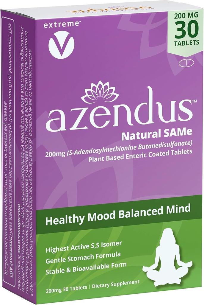 Azendus SAM-eの気分サポート200mg、30の計算、同じbutanedisulfonate繊維の腸の上塗を施してあるタブレット