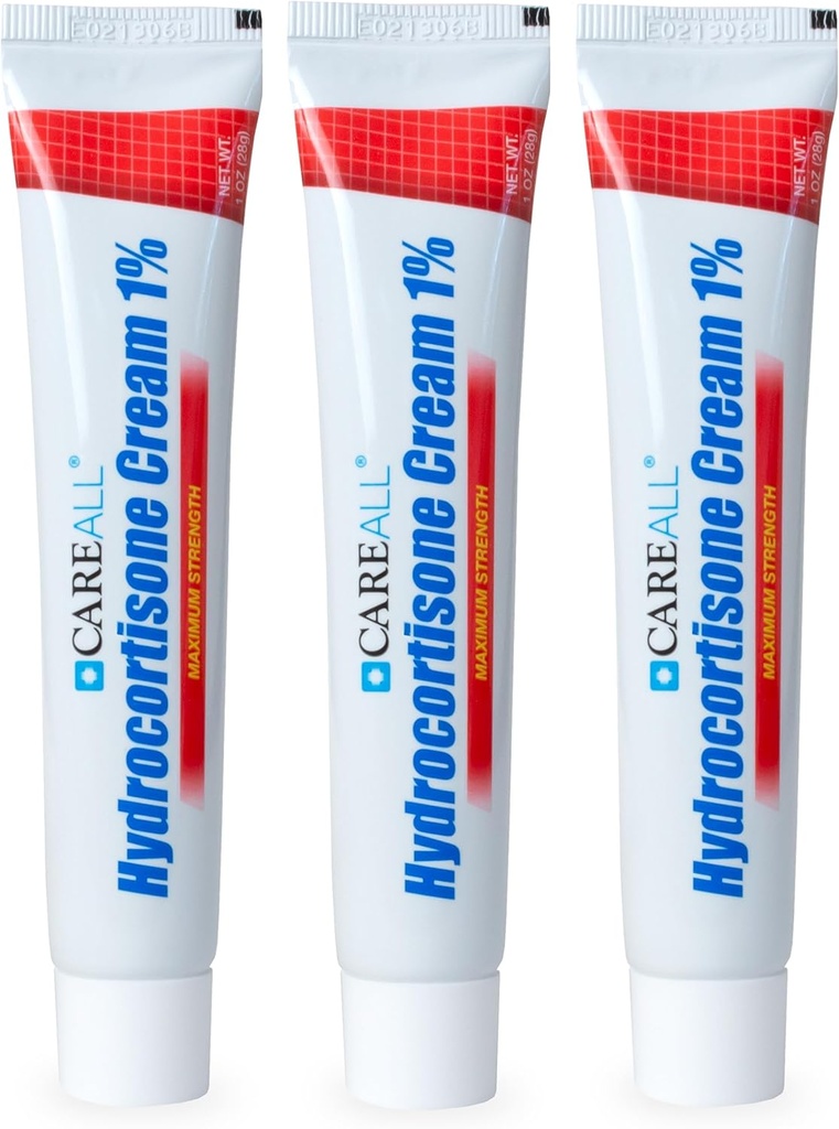 CareAll Hydrocortisone 1%、1oz Tube(3)のパック、最大強度アンチイッチクリーム、バグビット、湿疹、乾癬、ポイソンアイビー、オーク、Sumacからの痛みや赤みからの救済