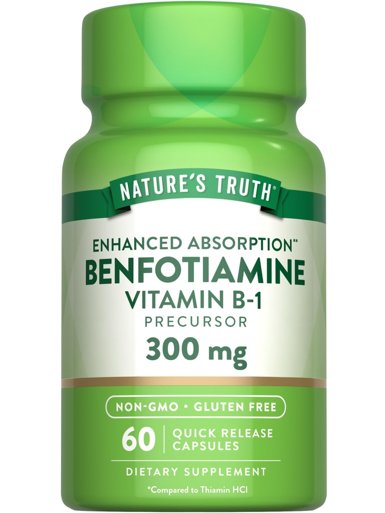 Nature's Truth Benfotiamine | 300mg | 60カウント | 非GMOとグルテンフリーサプリメント | ビタミンB1プレカーサ