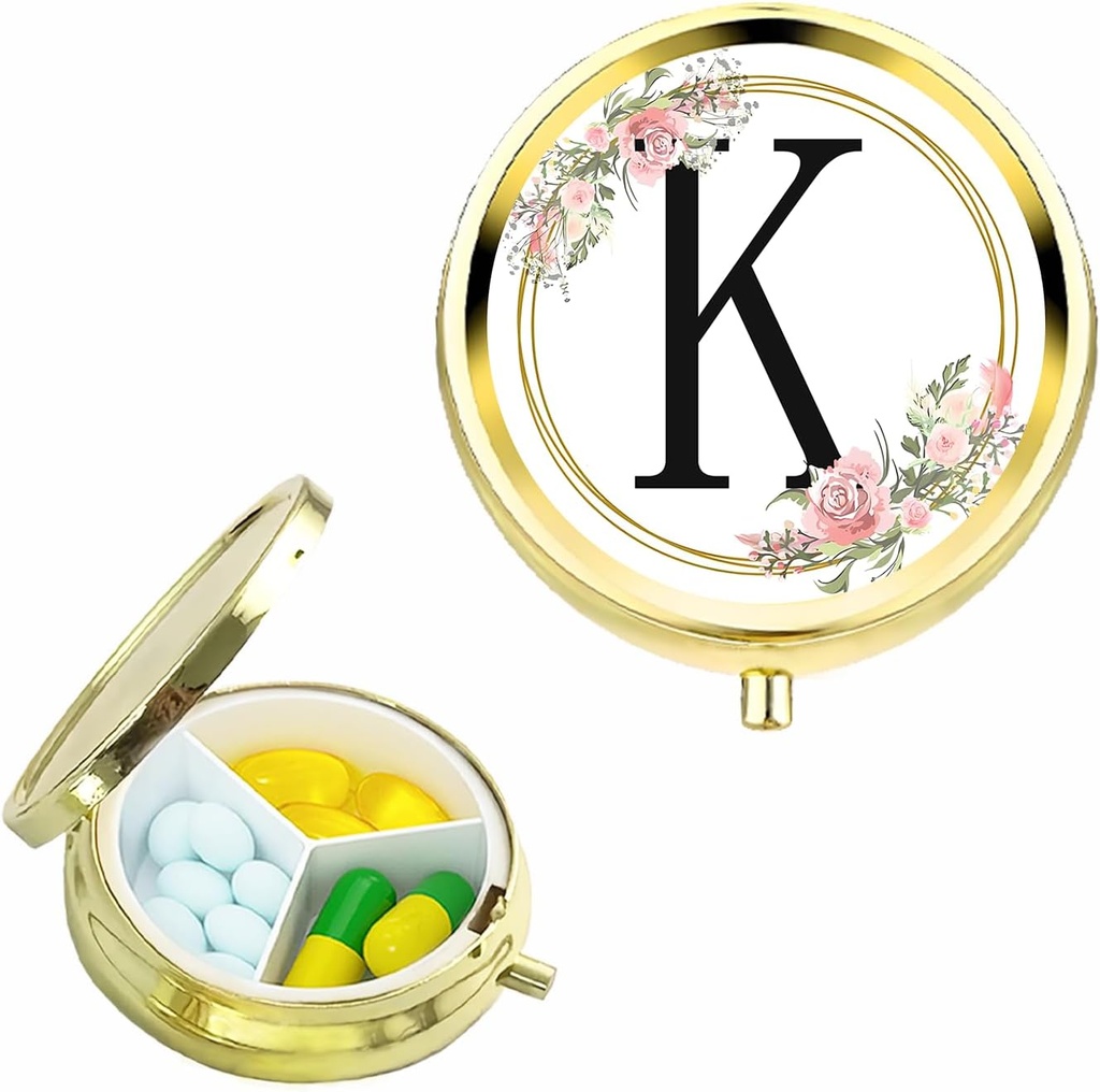 財布のポケット、個人化された小さい丸薬の場合のための小さい丸薬箱3のコンパートメント、かわいい丸薬のオルガナイザー、ギフトのための女性の十代の少女、旅行本質、優秀な宝石類箱、リングPresentation箱