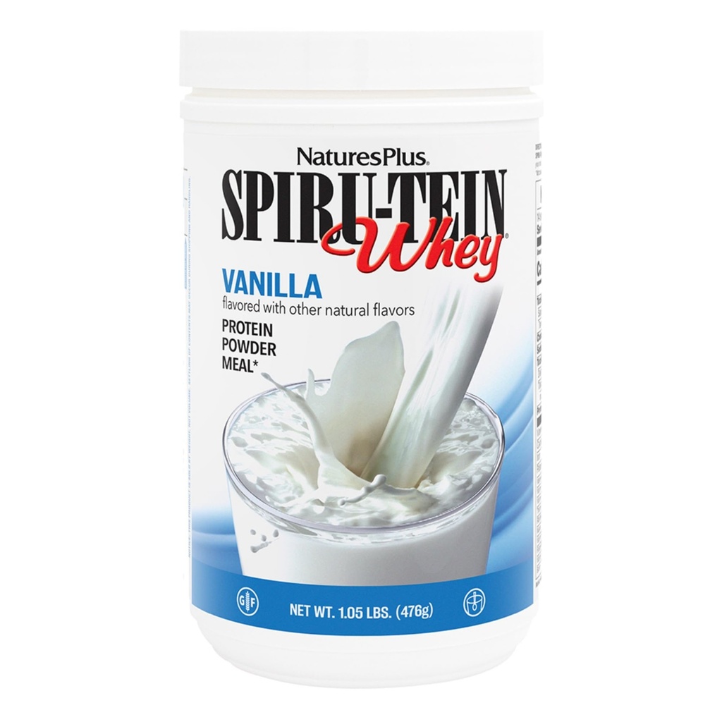 NaturesPlus SPIRU-TEIN WHEYシェイク, バニラ - 1.05 lb - 乳液プロテインパウダー - スピルリナ、ビタミン&ミネラル - グルテンフリー - 14 サービング