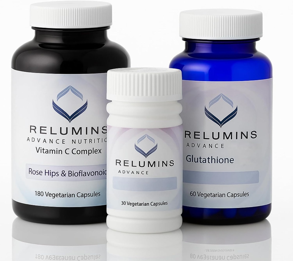 Reluminsの高度の皮の補足セット- L-Glutathioneの複合体、ビタミンC、及び酸化防止サポート-健康な皮のための栄養の方式- 30日の供給