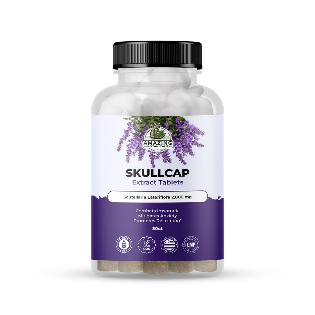 驚くべき植物のSkullcap 10Xのエキスのタブレット2,000のmg -弛緩およびウェルネスのための高い効力の草の補足- 30のタブレット