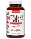 ビタミンk2 MK-7サプリメント180mcg -ビタミンK2は、動脈から心臓血管吸収のための骨と心臓の健康をサポート- 60 簡単にMenaQ7 K2 MK7の野菜キャップを節約する