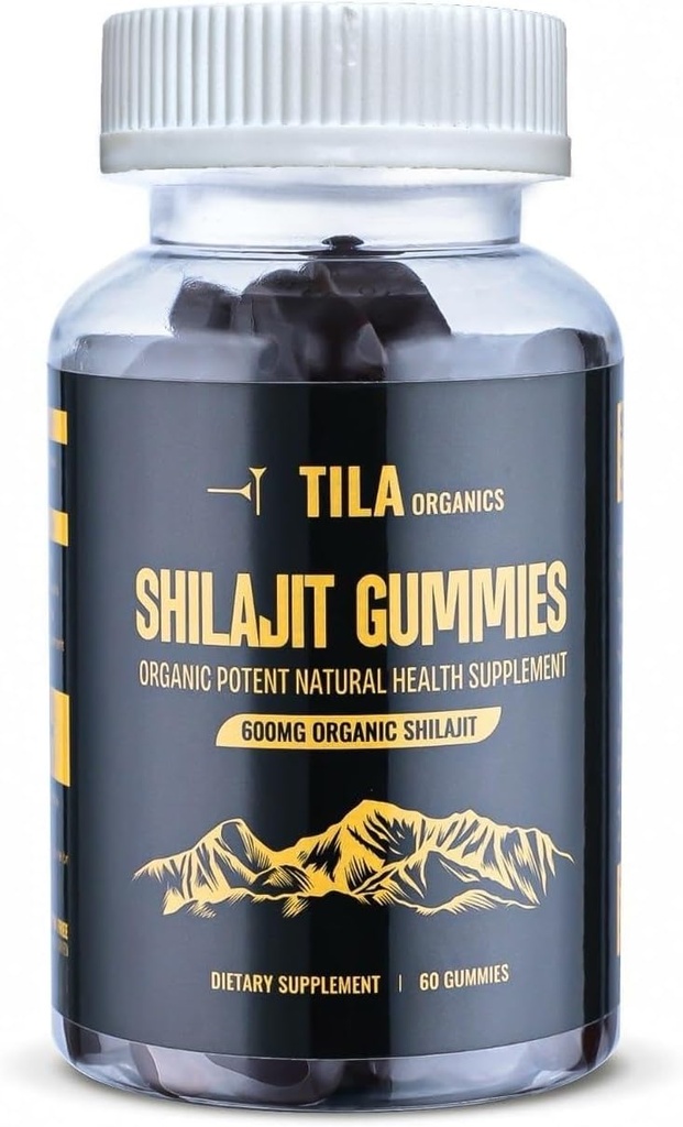 Tila Organic Himalayan Shilajit Resin Soft Gels - 60 Gummies, 600 mg- Natural Supplement for Men & Women with Over 85 Trace Minerals, Fulvic Acid and Humic Acid Vegan Gluten Free