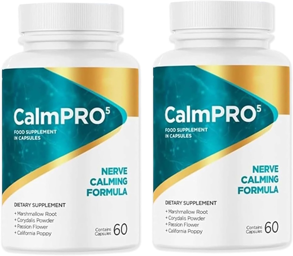 2パックCalmpro5、Calmpro5のNerveのカプセル、2025はCalmpro5のNerve Calmingの方式のカプセル、人工的な保存料無し、酪農場(2本のびん)を改良しました