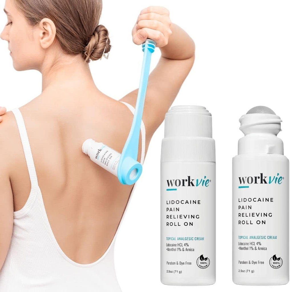 リドカイン痛みリリーフロール2パック&簡単なリーチアプリケーターツール - アルニカモンタナ&筋肉のためのアロエベラと高速演技トップリドカイン最大強度、関節、バック、ネック&フィート