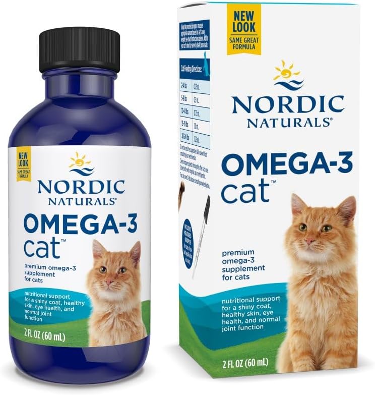 Nordic Naturals Omega-3 Cat, Unflavored - 2 oz - 304 mg Omega-3 Per One mL - Fish Oil for Cats with EPA & DHA - Promotes Heart, Skin, Coat, & Immune Health - Non-GMO