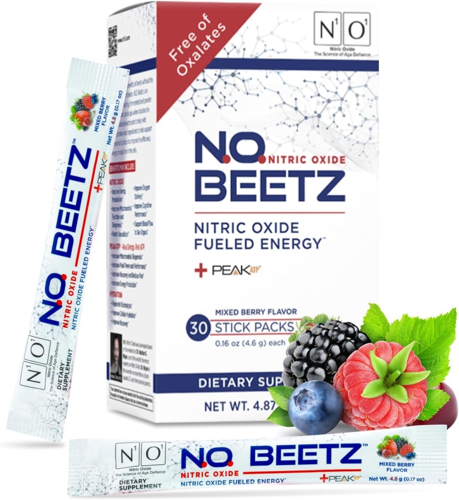 N.O. Beetz Nitric Oxide プレワークアウトと耐久性のためのサプリメント | Beetroot, Peak ATP & Electrolytes for Energy & Hydration | Boosts Blood Flow & Muscle Recovery | No Mes, 30 サービング