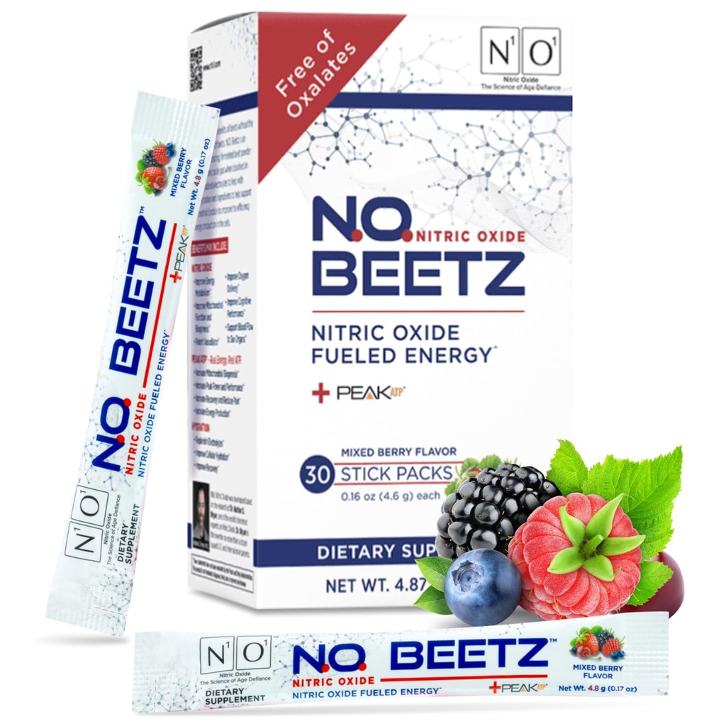 N.O. Beetz Nitric Oxide プレワークアウトと耐久性のためのサプリメント | Beetroot, Peak ATP & Electrolytes for Energy & Hydration | Boosts Blood Flow & Muscle Recovery | No Mes, 30 サービング