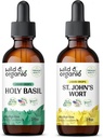 ワイルド & オーガニック ホーリー・バジル チンチュール 2 fl oz & St Johns Wort Tincture 2 fl oz