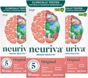 NEURIVA オリジナル ブレイン メモリ、フォーカス&集中力 + 臨床的にテストされた Nootropics Phosphatidylserine と Neurofactor、カフェイン無料、30 カプセル(3パック)