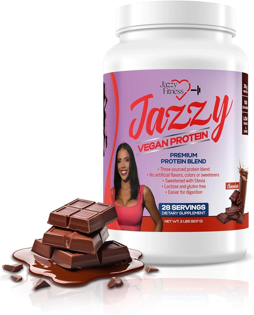 Jazzy Vegan Protein Powder for Women (907 gm) Chocolate Protein Powder, Lactose & Gluten Free Protein Blend, Plant Based, Nutrition for Energy Boost (28 Servings) Sweetened with stevia