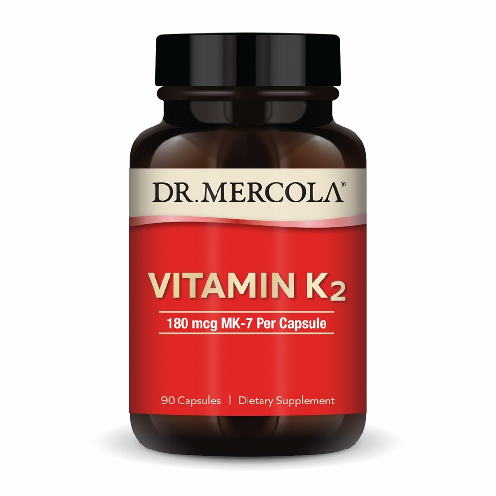 MK-7としてMercola Vitamin K2-180 mcg Vitamin K2 - 健康な動脈機能と心の健康をサポート - 非GMO、グルテンフリー&乳液フリー - 90カプセル(90の給餌)