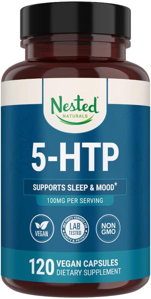 ネストナチュラル 5-HTP 100 mg (5-ヒドロキシトリプトファン) - 睡眠と気分のサポート - 5HTP 天然由来セロトニンのためのサプリメント - 120 非GMO、ビーガンカプセル