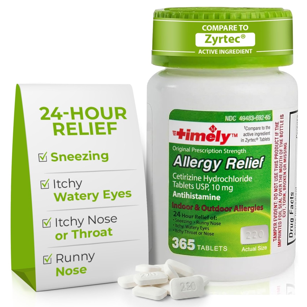 株式会社タイムキャップ LABS 時機を得たCetirizine HCl 10 Mg 365のタブレット-Sneezing、Rannyの鼻、Itchyの水目の24時間のアレルギー救助、かか鼻