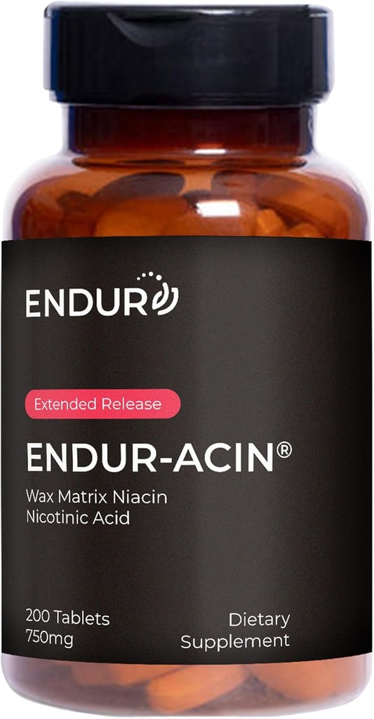 ENDUR-ACINナイアシン、心の健康及び健康なコレステロールのバランスの補足、最適吸収のための延長解放、グルテンフリー、750mg (200のタブレット)