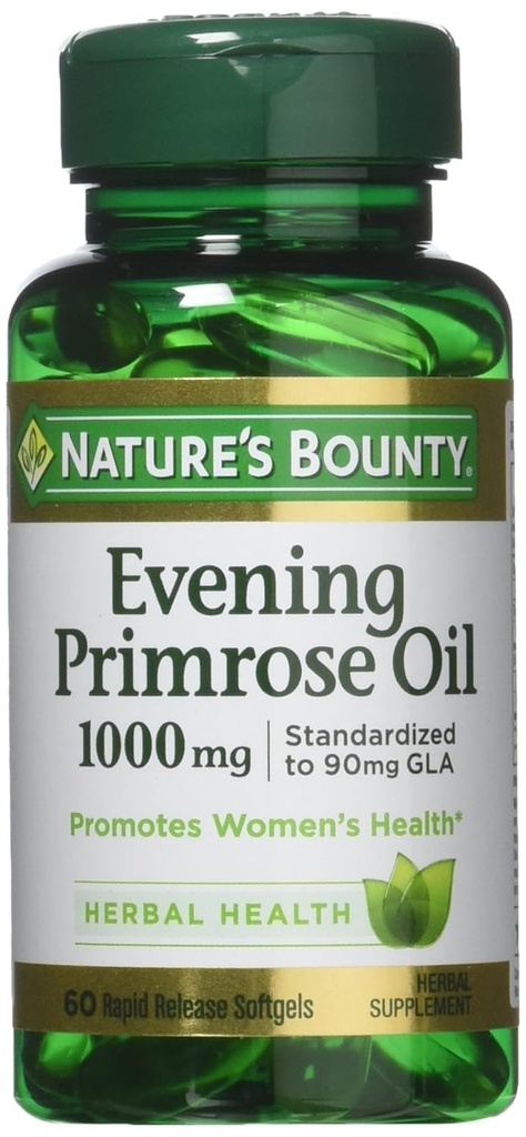 Nature's Bounty Evening Primrose オイル, 1000mg, 180 Softgels (3 X 60 カウント ボトル)
