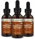 Dr. Mercola Organic Digestive Bitters Liquid Drops - Digestive Health Support - Alcohol-Free Formula - Features Burdock Root, Dandelion Leaf, Fennel Seed & More - 2 fl. oz. (30 Servings), 3 Pack