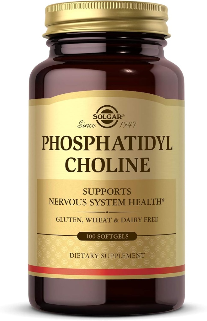 Solgar Phosphatidylcholine、100 Softgels - ヘルシーな認知機能を促進する - Lecithinから派生 - Neurotransmitter Acetylcholine - Gluten Free、酪農場無料 - 50 サービング