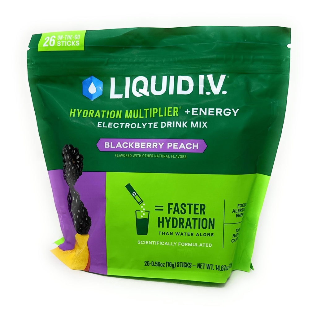 液体I.V.のHydrationの多プライヤー+エネルギー飲み物の組合せ、BlackBerryのピーチ(26のパック)