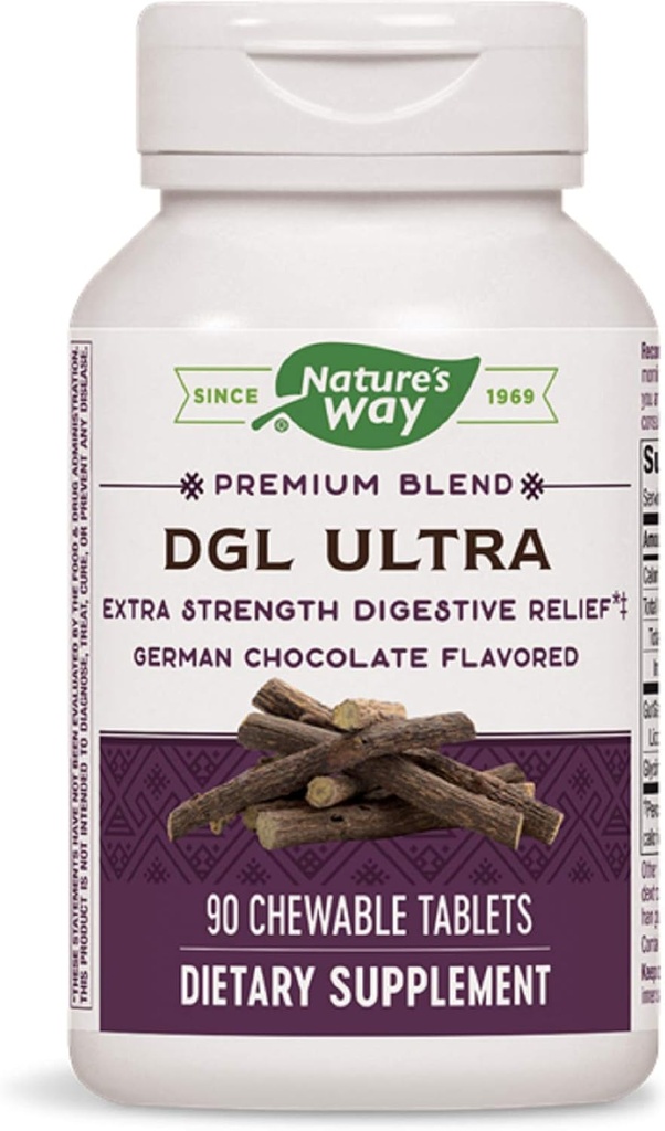 Nature's Way DGL ULTRA 10:1 余分な強度、75 mg/サービング、ドイツチョコレート風味、90 Chewables、パック2(パッケージ5月Vary)