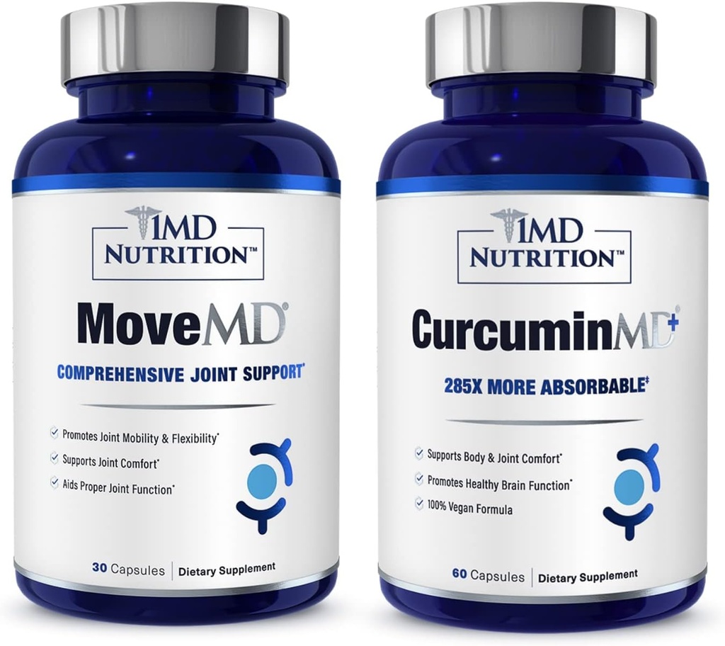1MD栄養MoveMD&CurcuminMDプラスバンドル | ドクターフォーミュレートコラーゲン、ターメリッククルクミン、ボスウェリアセラタ | 共同健康サプリメント