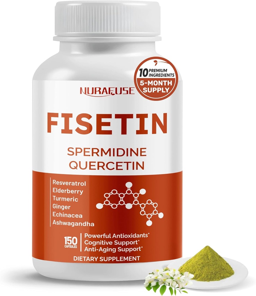Fisetin 10in-1の方式-SpermidineのケルセチンのResveratrol、Elderberry、Turmeric非GMO、グルテンフリー、大豆なし