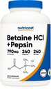 NutricostはHCl + Pepsin 790mg、240カプセル - ベジタリアン&GMO無料