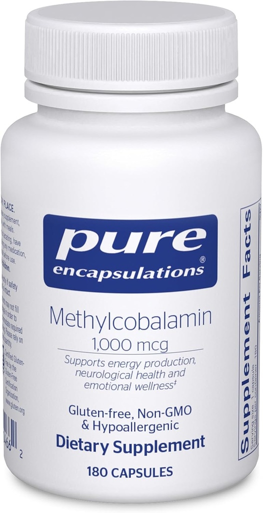 Pure Encapsulations Methylcobalamin 1,000 mcg - Vitamin B12 Supplement to Support Memory & Nerve Health - Premium Vitamin B12 Capsules - 180 Capsules