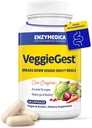 Enzymedica, VeggieGest, Digestive Enzymes, Supports Occasional Gas & Bloating Relief from High Fiber Meals, for Vegan & Vegetarian Diets, Enzyme Blend for Digestive Health, 60 Count