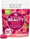 毛、皮、釘、ビオチン、ビタミンC、ケラチン、Chewableの補足、グレープフルーツ、30日の供給のためのOLLY Undeniableの美のGummy - 60の計算