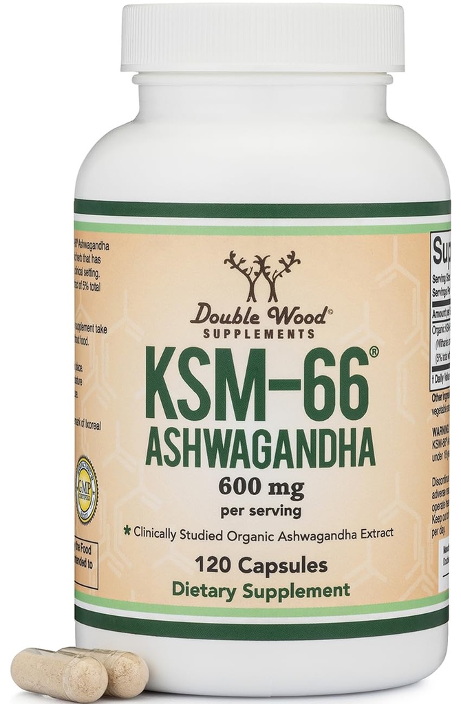 二重木製の補足のAshwagandha KSM 66の有機性および臨床的に分けられたエキス(サービングごとの600mg、120のカプセル、60のサービング) 適応性物質の女性および人のためのCortisolのマネージャー