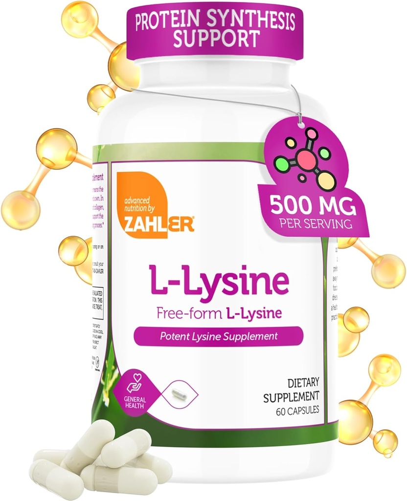 Zahler L-Lysine 500mgのFreeform L-Lysineの補足、Kosher 60のカプセル