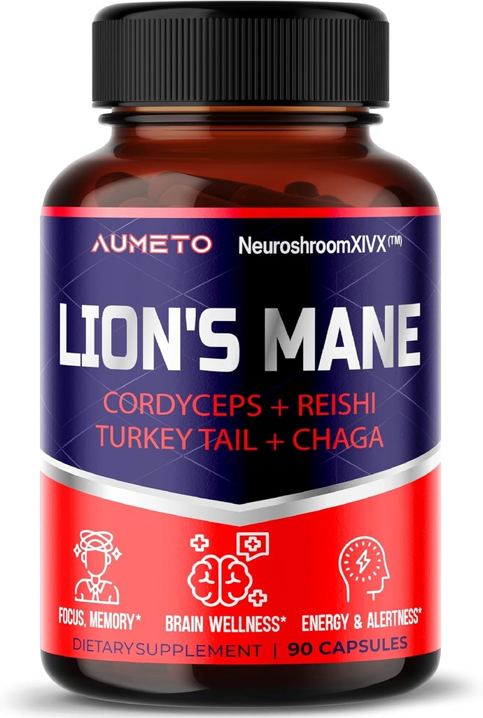ライオンズマネサプリメントは、Cordyceps、Reishi、トルコテール、チャガマッシュルームと40%の多糖類をカプセル化 - 記憶と焦点のための1頭脳サプリメントカフェインフリー18