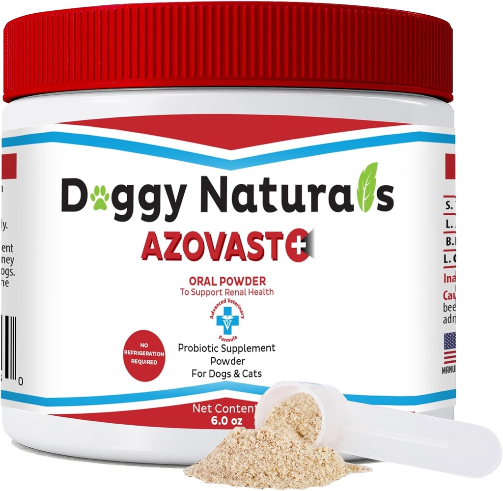 Azovast Plus Kidney Health Supplement for Dogs & Cats, Oral Powder (6 Oz) - (120 Doses/Jar) 冷凍不要 - 腎機能をサポート&腎毒物管理(米国産) (6 Oz)