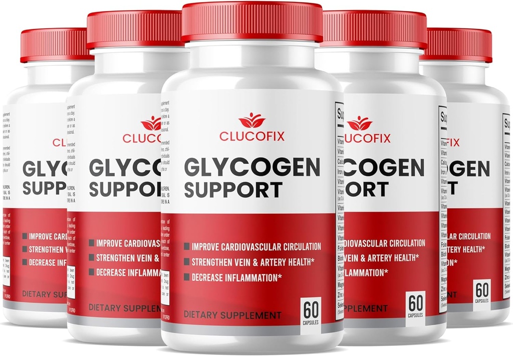 (5パック)ClucoFix Glycogenサポートカプセル - ClucoFix Glycogenヘルス&ウェルネスマルチビタミンサポートサプリメントピル - ClucoFix Glycogen - ClucoFix Glycoアドバンスドフォーミュラサポートレビュー