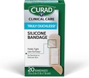 CURADは本当に無用!®のシリコーンの包帯、.75" x 3"、敏感か敏感な皮のために、適用範囲が広い生地は、スクレープ、切口及び焼跡、20の計算を保護します