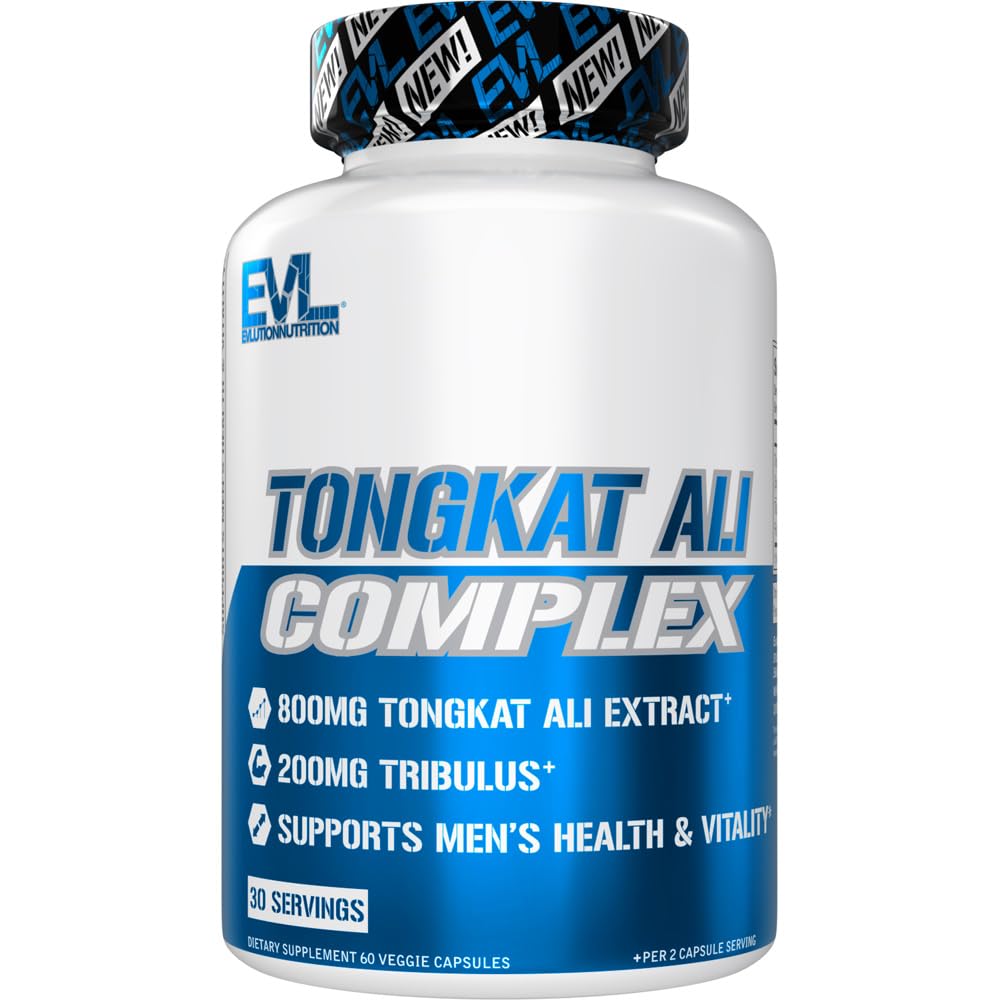 Evlution Nutrition Tongkat Ali - 男性の健康 + 死亡率サプリメント - 800mg Tongkat Ali + 200mg Tribulus - パフォーマンスサポート - ビーガン +グルテンフリーカプセル - 30サービング