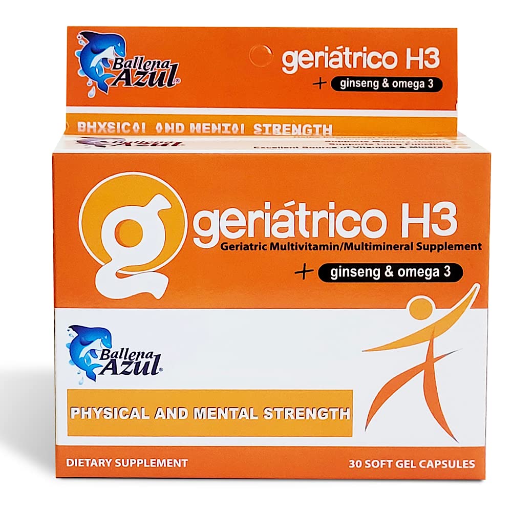 Ballena Azul 栄養補助食品、Geriatric Multivitamins、Ginseng およびオメガ 3
