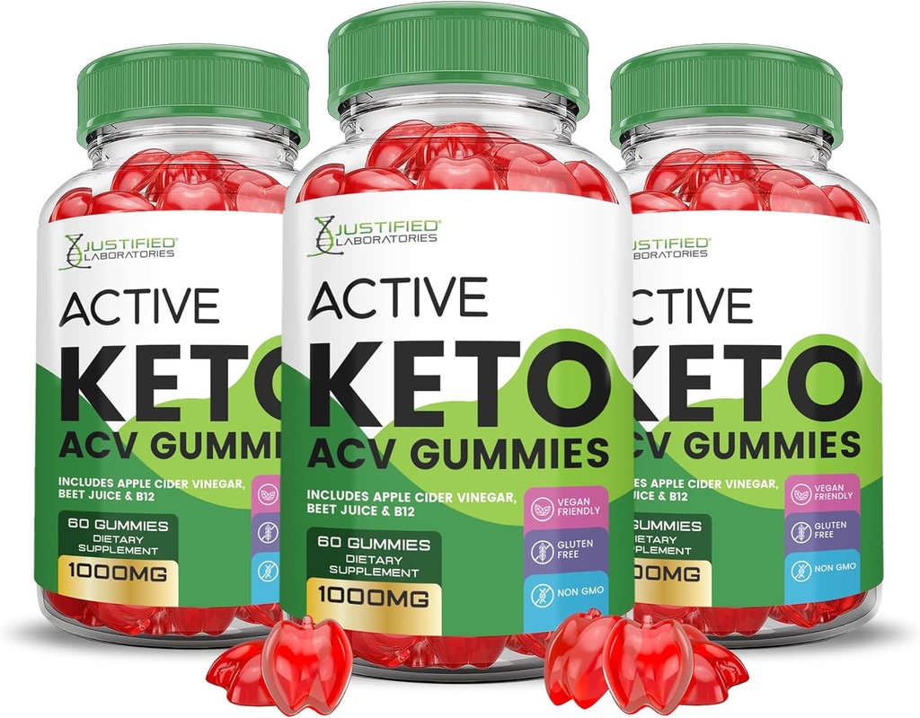 (3 Pack) Active Keto ACV Gummies Advanced Formula 1000MG ActiveKeto Keto Gummies Apple Cider Vinegar Formulated with Pomegranate Beet Juice Powder B12 Vegan Non GMO 180 Gummys