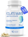 FolateMaxx L-Methylfolate 10mg、90カプセル–女性及び人のための医者によって形成されるメチルの葉酸塩の補足–エネルギー、気分及び焦点のための高い効力5-MTHF–非GMOのグルテンフリー(3か月の供給)
