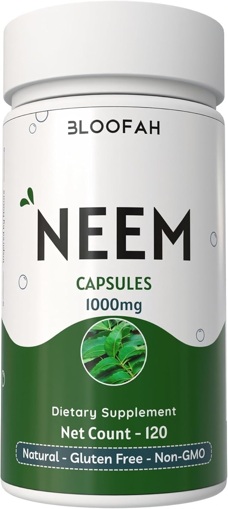 ニームリーフカプセル1000mgパウダー | アダジラハチタインディカリーフハーブサプリメント | 非GMO、グルテンフリー | 人工添加物なし | 従来のハーブフォーミュラ(120カウント)