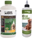 LIQUIDHEALTHのペットK9はすべての犬及びPuppies及びK9の耳の洗浄の解決のための8-in-1 Multivitaminを完了します-接合箇所及び免疫サポート、犬の耳のクリーニングの処置のためのペット健康の補足の束-米国製